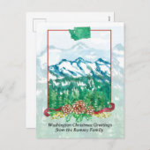 Vrolijk kerstfeest uit Washington Mt. Rainier Snow Feestdagenkaart (Voorkant / Achterkant)