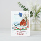 Vrolijk kerstfeest uit Wisconsin wintersneeuw Briefkaart (Staand voorkant)