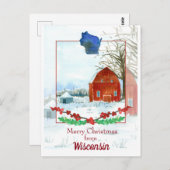 Vrolijk kerstfeest uit Wisconsin wintersneeuw Briefkaart (Voorkant / Achterkant)