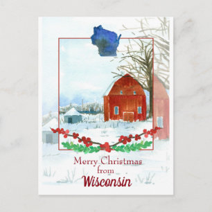 Vrolijk kerstfeest uit Wisconsin wintersneeuw Briefkaart