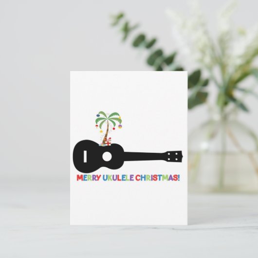 Vrolijk kerstfeest Ukulele Feestdagenkaart (Staand voorkant)