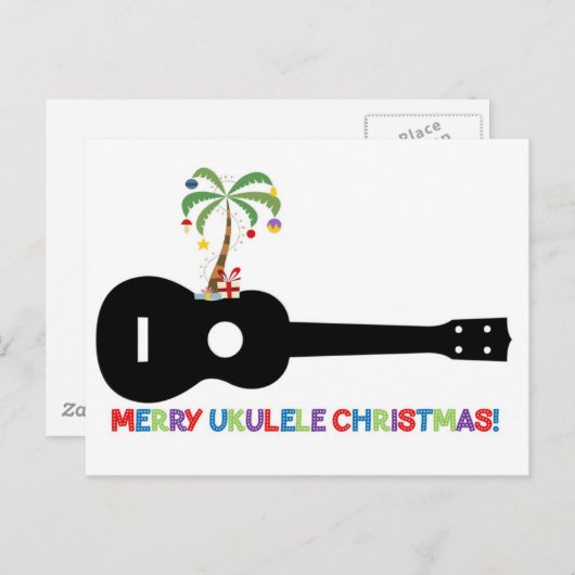 Vrolijk kerstfeest Ukulele Feestdagenkaart (Voorkant / Achterkant)