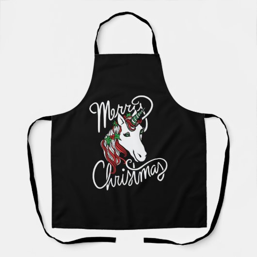 vrolijk kerstfeest unicorn schort (Voorkant)