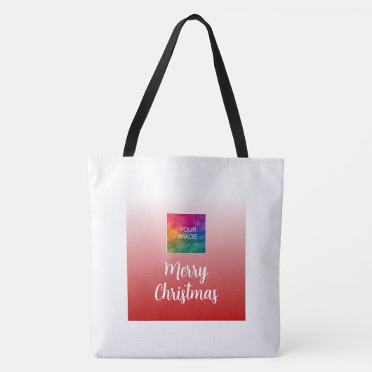 Vrolijk kerstfeest upload je foto grote schouder tote bag (Voorkant)