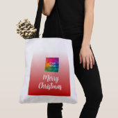 Vrolijk kerstfeest upload je foto grote schouder tote bag (Dichtbij)