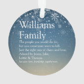 Vrolijk kerstfeest Uw familie Definitie Holiday Ornament (achterkant)