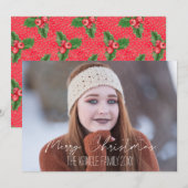 Vrolijk kerstfeest, uw foto en familienaam feestdagenkaart (Voorkant / Achterkant)