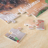 Vrolijk kerstfeest, uw foto en familienaam legpuzzel (Zijkant)