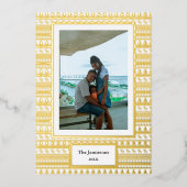 Vrolijk kerstfeest! Uw foto- en familienamen en ja Folie Feestdagenkaart (Voorkant)