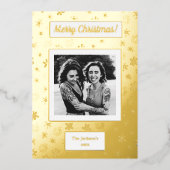 Vrolijk kerstfeest! Uw foto- en familienamen en ja Folie Feestdagenkaart (Voorkant)