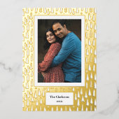 Vrolijk kerstfeest! Uw foto- en familienamen en ja Folie Feestdagenkaart (Voorkant)