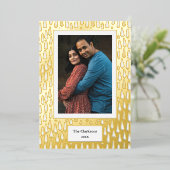 Vrolijk kerstfeest! Uw foto- en familienamen en ja Folie Feestdagenkaart (Staand Voorkant)