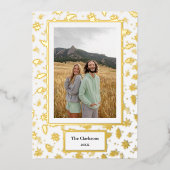 Vrolijk kerstfeest! Uw foto- en familienamen en ja Folie Feestdagenkaart (Voorkant)