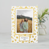 Vrolijk kerstfeest! Uw foto- en familienamen en ja Folie Feestdagenkaart (Staand Voorkant)