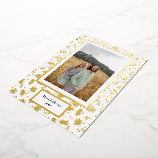 Vrolijk kerstfeest! Uw foto- en familienamen en ja Folie Feestdagenkaart