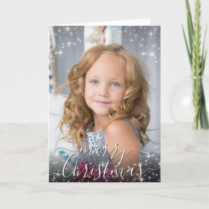 Vrolijk Kerstfeest Uw foto w / Feestelijke Sparkle Feestdagen Kaart