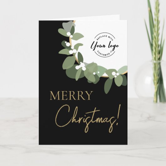 Vrolijk kerstfeest Uw Logo moderne, grote, vertica Feestdagen Kaart (Voorkant)