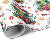 Vrolijk kerstfeest vakantie kikker cadeaupapier (Rol Hoek)