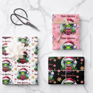 Vrolijk kerstfeest vakantie kikker inpakpapier vel
