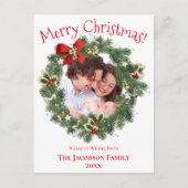 Vrolijk kerstfeest vakantie krans foto Lijst Briefkaart (Voorkant)