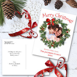 Vrolijk kerstfeest vakantie krans foto Lijst Briefkaart
