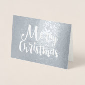 Vrolijk Kerstfeest Vakantie Typografie Foto Folie Kaarten (Voorkant)