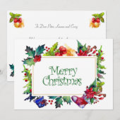 Vrolijk Kerstfeest Vakantie Waterverf Lijst Feestdagenkaart (Voorkant / Achterkant)