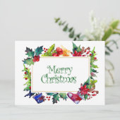 Vrolijk Kerstfeest Vakantie Waterverf Lijst Feestdagenkaart (Staand voorkant)