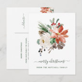 vrolijk kerstfeest | Vakantiefloral Feestdagenkaart (Voorkant / Achterkant)