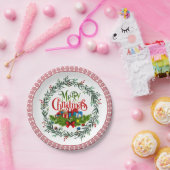 Vrolijk kerstfeest, vakantiemodel, papieren bordje (Feest)