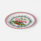 Vrolijk kerstfeest, vakantiemodel, papieren bordje (Gekanteld)