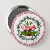 Vrolijk kerstfeest, vakantiemodel, ronde button 4,0 cm (Voorkant /achterkant)