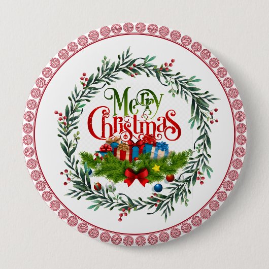 Vrolijk kerstfeest, vakantiemodel, ronde button 4,0 cm (Voorkant)