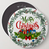 Vrolijk kerstfeest, vakantiemodel, ronde button 6,0 cm (Voorkant /achterkant)