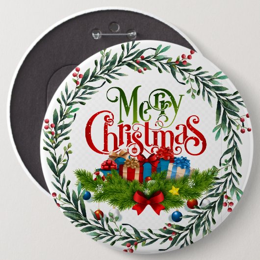 Vrolijk kerstfeest, vakantiemodel, ronde button 6,0 cm (Voorkant /achterkant)