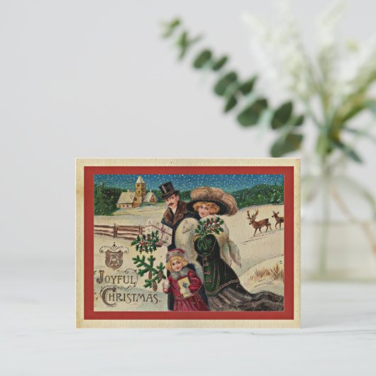 Vrolijk kerstfeest,  vakantieviering briefkaart (Staand voorkant)