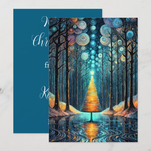 Vrolijk kerstfeest van aangepaste familienaam kaart (Voorkant / Achterkant)