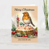 Vrolijk kerstfeest van Across the Miles Robin Bedankkaart (Voorkant)