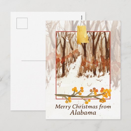 Vrolijk Kerstfeest van Alabama Bomen Winter Sneeuw Feestdagenkaart (Voorkant / Achterkant)