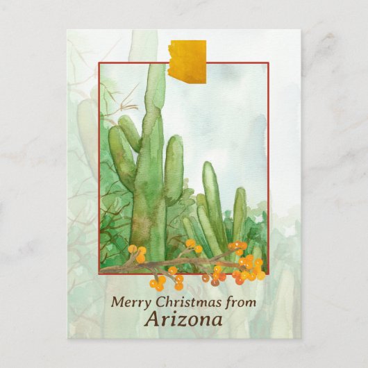 Vrolijk kerstfeest van Arizona Saguaro Cactus Feestdagenkaart (Voorkant)