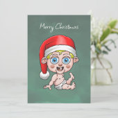 Vrolijk kerstfeest van Baby Santa Christmas Kaart (Staand voorkant)