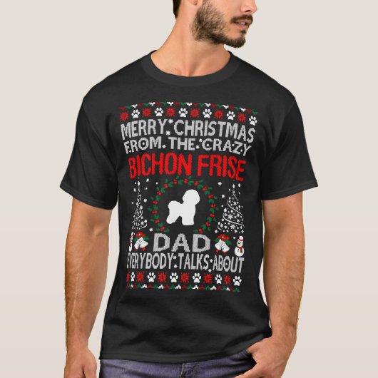 Vrolijk Kerstfeest van Bichon Frise Papa Gift T-shirt (Voorkant)