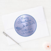 Vrolijk kerstfeest van Blue Navy Santa Reindeers Ronde Sticker (Envelop)