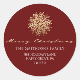 Vrolijk kerstfeest van Bourgogne Goud RSVP Sneeuwv Ronde Sticker