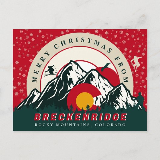 Vrolijk kerstfeest van Breckenridge Colorado skiën Briefkaart (Voorkant)