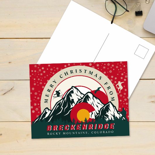 Vrolijk kerstfeest van Breckenridge Colorado skiën Briefkaart
