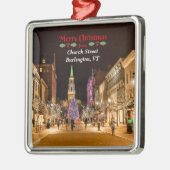 Vrolijk kerstfeest van Burlington VT, Metalen Ornament (Links)