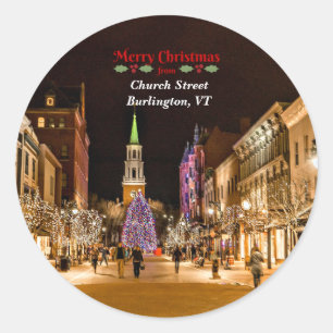 Vrolijk kerstfeest van Burlington VT, Ronde Sticker