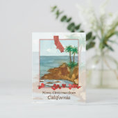 Vrolijk kerstfeest van California Beach Palm Trees Feestdagenkaart (Staand voorkant)