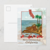 Vrolijk kerstfeest van California Beach Palm Trees Feestdagenkaart (Voorkant / Achterkant)
